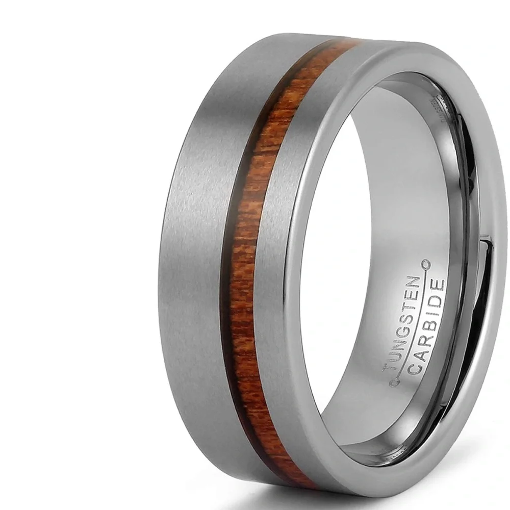 LerchPhi Mens 8mm Silver Tungsten Carbide Ring